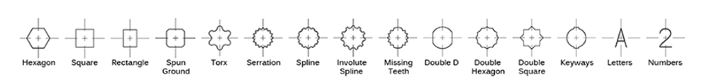 Common forms include hex broach, square, rectangle, torx, serrations, spline, involute spline, missint teeth, double d, double hexagon, double square, keyways, rectangle and triangle. Broach Sharpening,  an external or internal broach tool can usually be sharpened one or two times if the tools are in reasonable condition.