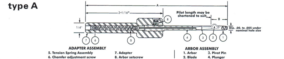 RBT ultra deburring tool type A drawing